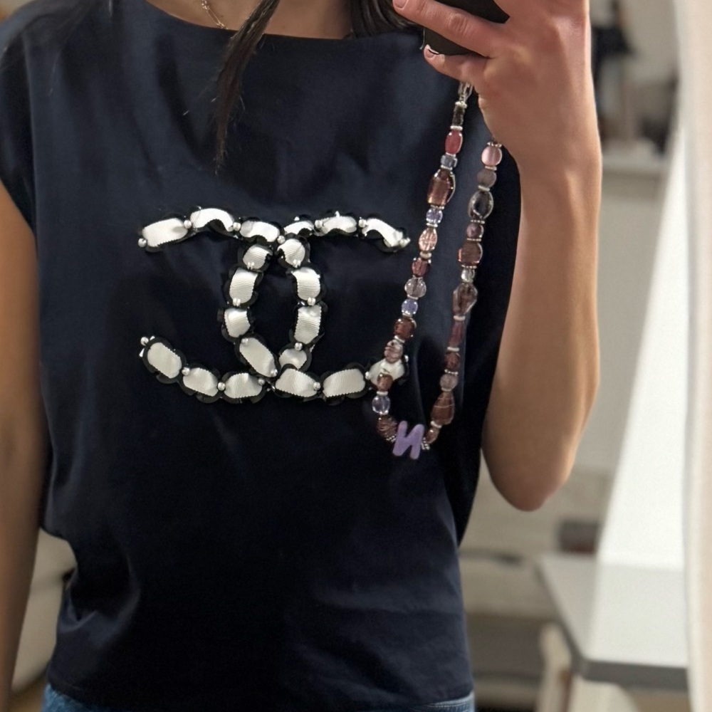 CHANEL Black and White Muscle Tee